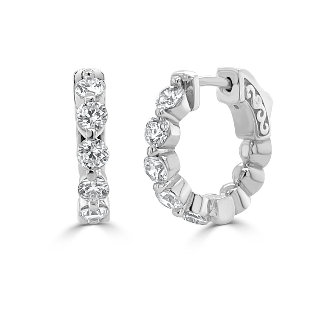 14k Gold & Diamond Huggie Hoop Earrings