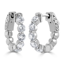 Load image into Gallery viewer, 14k Gold &amp; Diamond Huggie Hoop Earrings