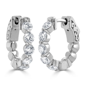 14k Gold & Diamond Huggie Hoop Earrings