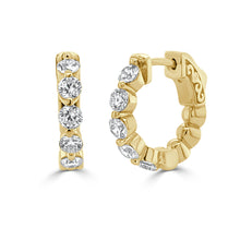 Load image into Gallery viewer, 14k Gold &amp; Diamond Huggie Hoop Earrings