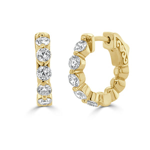 14k Gold & Diamond Huggie Hoop Earrings