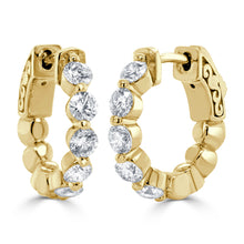 Load image into Gallery viewer, 14k Gold &amp; Diamond Huggie Hoop Earrings