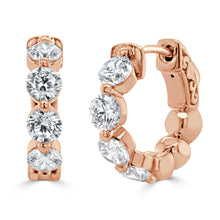 Load image into Gallery viewer, 14k Gold &amp; Diamond Hoop Earrings