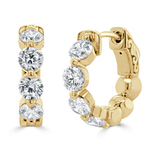 Load image into Gallery viewer, 14k Gold &amp; Diamond Hoop Earrings