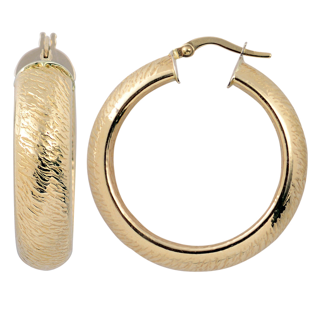 14k Gold Stone-Finished Bold Hoop Earrings