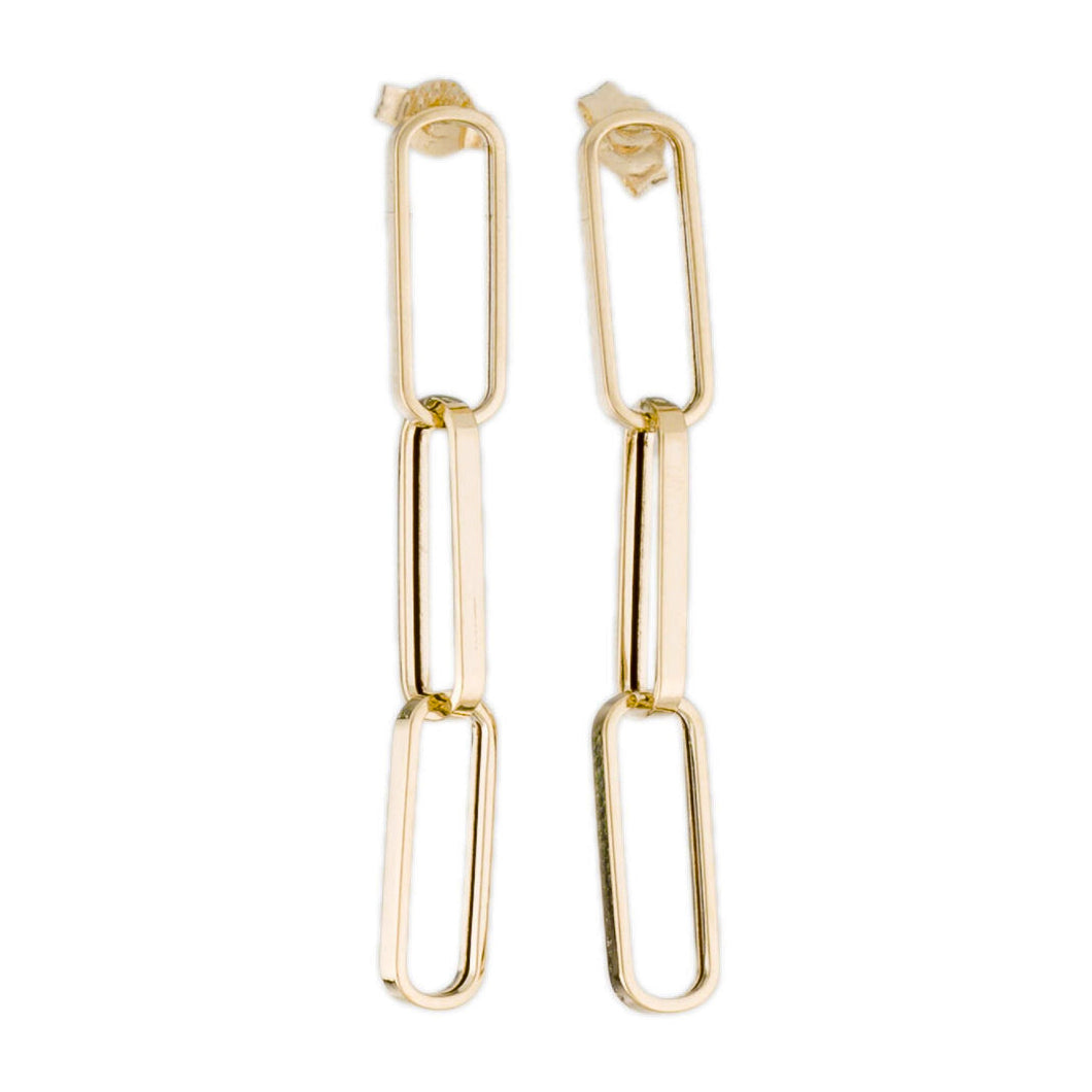 14k Gold Paperclip Link Drop Earrings