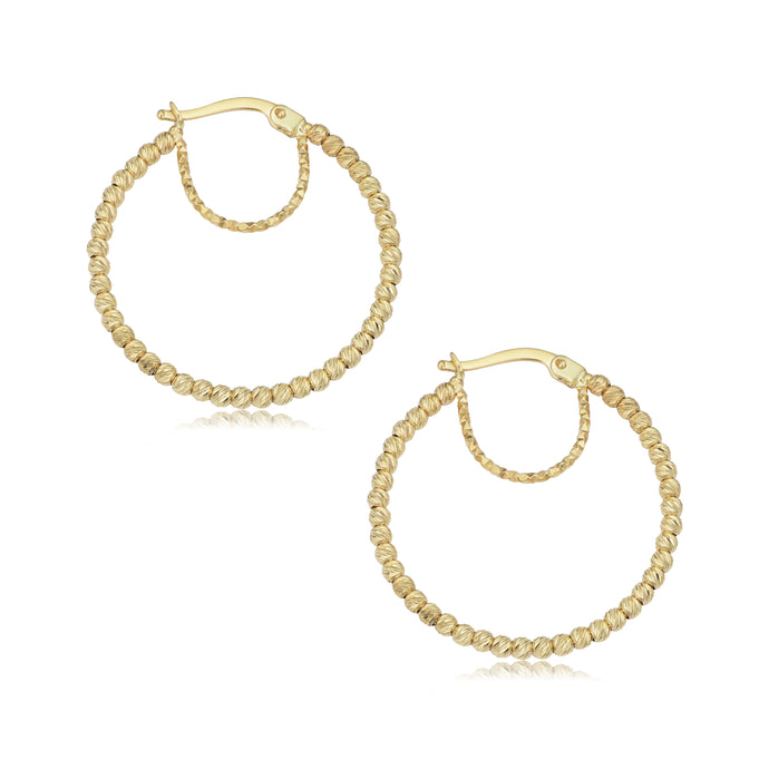 14k Gold Bead Hoop Earrings
