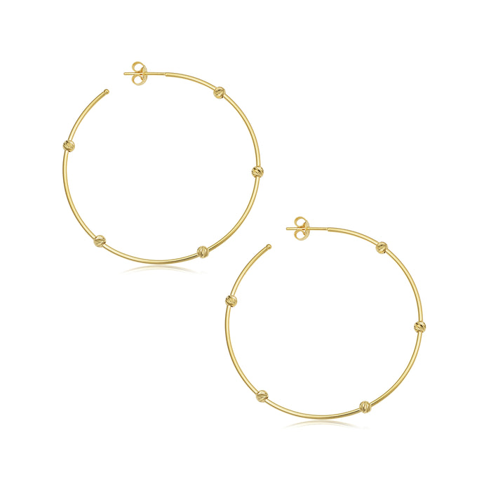 14k Gold Bead Hoop Earrings