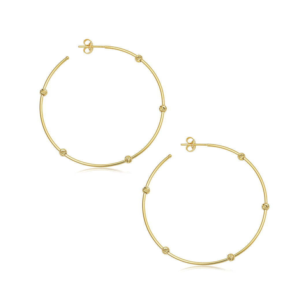 14k Gold Bead Hoop Earrings