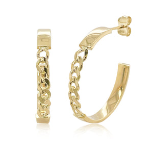 14k Gold Open Chain Hoop Earrings