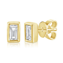 Load image into Gallery viewer, 14k Gold &amp; Baguette Diamond Stud Earrings
