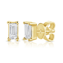 Load image into Gallery viewer, 14k Gold &amp; Diamond Baguette Studs