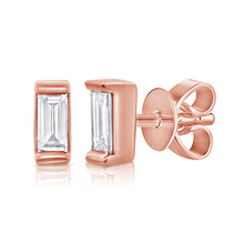 Load image into Gallery viewer, 14k Gold &amp; Diamond Baguette Stud Earrings