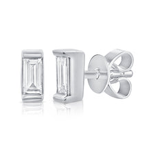 Load image into Gallery viewer, 14k Gold &amp; Diamond Baguette Stud Earrings
