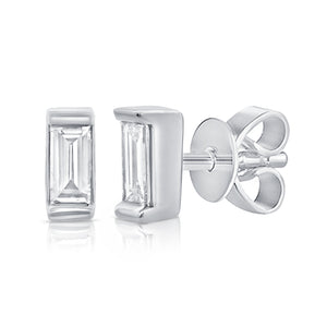 14k Gold & Diamond Baguette Stud Earrings