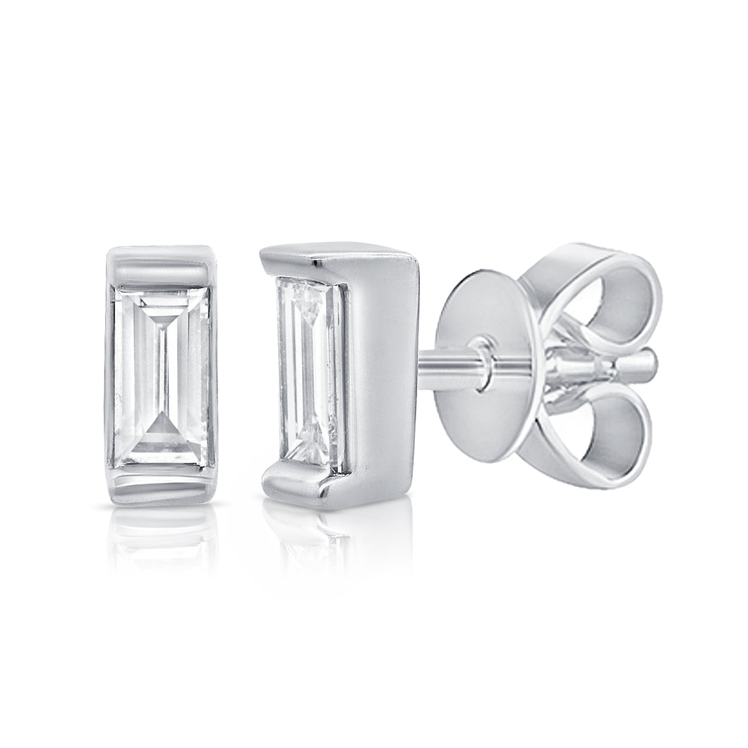 14k Gold & Diamond Baguette Stud Earrings