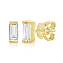 Load image into Gallery viewer, 14k Gold &amp; Diamond Baguette Stud Earrings