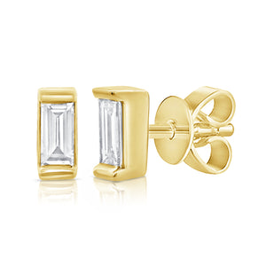 14k Gold & Diamond Baguette Stud Earrings