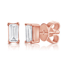 Load image into Gallery viewer, 14k Gold &amp; Diamond Baguette Studs