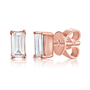 14k Gold & Diamond Baguette Studs
