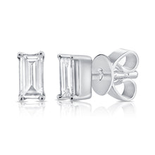 Load image into Gallery viewer, 14k Gold &amp; Diamond Baguette Studs