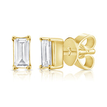 Load image into Gallery viewer, 14k Gold &amp; Diamond Baguette Studs