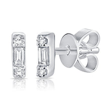 Load image into Gallery viewer, 14k Gold &amp; Diamond Baguette Stud Earrings