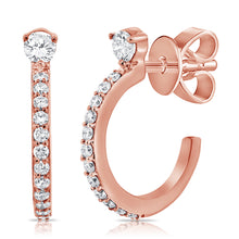 Load image into Gallery viewer, 14k Gold &amp; Diamond Huggie Earrings
