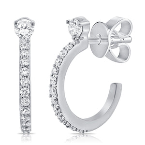 14k Gold & Diamond Huggie Earrings