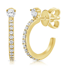 Load image into Gallery viewer, 14k Gold &amp; Diamond Huggie Earrings