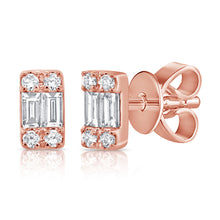 Load image into Gallery viewer, 14k Gold &amp; Baguette Diamond Earrings