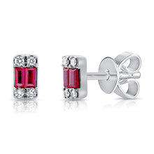 Load image into Gallery viewer, 14k Gold Diamond &amp; Ruby Stud Earrings