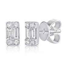 Load image into Gallery viewer, 14k Gold &amp; Baguette Diamond Earrings