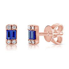 Load image into Gallery viewer, 14k Gold Diamond &amp; Sapphire Stud Earrings