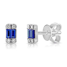 Load image into Gallery viewer, 14k Gold Diamond &amp; Sapphire Stud Earrings