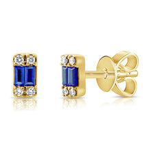 Load image into Gallery viewer, 14k Gold Diamond &amp; Sapphire Stud Earrings