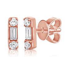 Load image into Gallery viewer, 14k Gold &amp; Diamond Baguette Stud Earrings