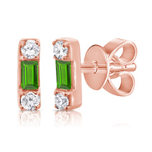 Load image into Gallery viewer, 14k Gold Diamond &amp; Tsavorite Stud Earrings