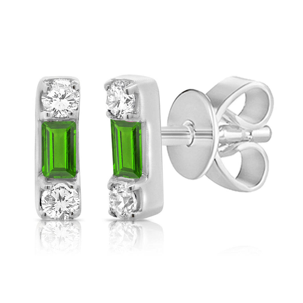 14k Gold Diamond & Tsavorite Stud Earrings