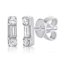 Load image into Gallery viewer, 14k Gold &amp; Diamond Baguette Stud Earrings