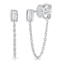 Load image into Gallery viewer, 14k Gold &amp; Diamond Stud Chain Earrings