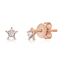 Load image into Gallery viewer, 14k Gold &amp; Diamond Tiny Star Studs