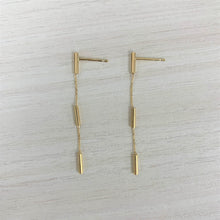 Load image into Gallery viewer, 14k Gold Tube Station Drop Earrings