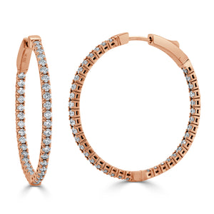 14k Gold & Diamond Flexible Hoops 1.25''
