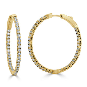 14k Gold & Diamond Flexible Hoops 1.25''