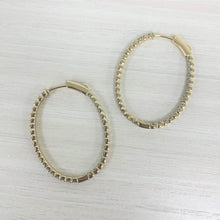 Load image into Gallery viewer, 14k Gold &amp; Diamond Oval Hoop Earrings  - 1.5&#39;&#39;