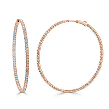 Load image into Gallery viewer, 14k Gold &amp; Diamond Round Hoop Earrings - 2&quot;