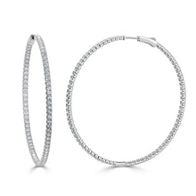 Load image into Gallery viewer, 14k Gold &amp; Diamond Round Hoop Earrings - 2&quot;
