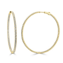 Load image into Gallery viewer, 14k Gold &amp; Diamond Round Hoop Earrings - 2&quot;