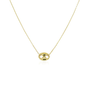 14k Gold Puff Mariner Necklace